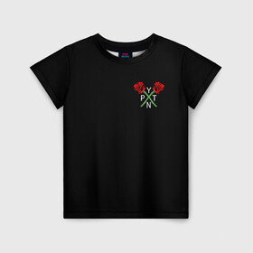 Детская футболка 3D с принтом PAYTON MOORMEIER (НА СПИНЕ) в Белгороде, 100% гипоаллергенный полиэфир | прямой крой, круглый вырез горловины, длина до линии бедер, чуть спущенное плечо, ткань немного тянется | flower | payton moormeier | roses | tiktok | автограф payton | блогер | пейтон | пейтон моормиер | розы | тикток | тиктокер | цветы | ютубер