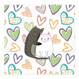 Магнитный плакат 3Х3 с принтом Сладкая парочка в Белгороде, Полимерный материал с магнитным слоем | 9 деталей размером 9*9 см | 14 февраля | 8 марта | валентинов день | верность | влюбленность | влюбленные | вместе навсегда | двое | девичник | девушке | кот | коты | кошка | кошки | любимая | любимый | люблю | люблю тебя | мы с то