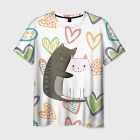 Мужская футболка 3D с принтом Сладкая парочка в Белгороде, 100% полиэфир | прямой крой, круглый вырез горловины, длина до линии бедер | 14 февраля | 8 марта | валентинов день | верность | влюбленность | влюбленные | вместе навсегда | двое | девичник | девушке | кот | коты | кошка | кошки | любимая | любимый | люблю | люблю тебя | мы с то