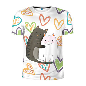 Мужская футболка 3D спортивная с принтом Сладкая парочка в Белгороде, 100% полиэстер с улучшенными характеристиками | приталенный силуэт, круглая горловина, широкие плечи, сужается к линии бедра | 14 февраля | 8 марта | валентинов день | верность | влюбленность | влюбленные | вместе навсегда | двое | девичник | девушке | кот | коты | кошка | кошки | любимая | любимый | люблю | люблю тебя | мы с то