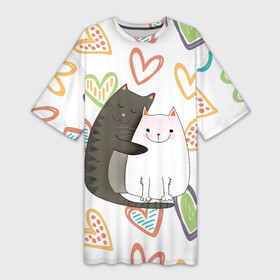 Платье-футболка 3D с принтом Сладкая парочка в Белгороде,  |  | 14 февраля | 8 марта | валентинов день | верность | влюбленность | влюбленные | вместе навсегда | двое | девичник | девушке | кот | коты | кошка | кошки | любимая | любимый | люблю | люблю тебя | мы с то