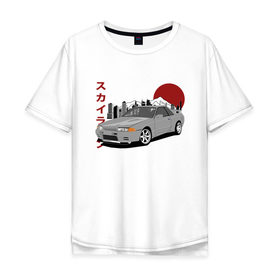 Мужская футболка хлопок Oversize с принтом Nissan Skyline R32 GT-R в Белгороде, 100% хлопок | свободный крой, круглый ворот, “спинка” длиннее передней части | nissan skyline r32 gt r