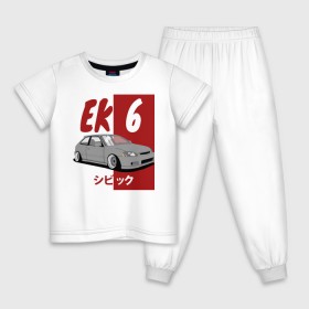 Детская пижама хлопок с принтом Honda Civic EK6 в Белгороде, 100% хлопок |  брюки и футболка прямого кроя, без карманов, на брюках мягкая резинка на поясе и по низу штанин
 | Тематика изображения на принте: 