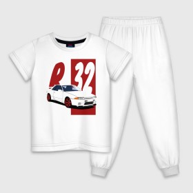 Детская пижама хлопок с принтом Nissan Skyline R32 GT-R в Белгороде, 100% хлопок |  брюки и футболка прямого кроя, без карманов, на брюках мягкая резинка на поясе и по низу штанин
 | Тематика изображения на принте: 