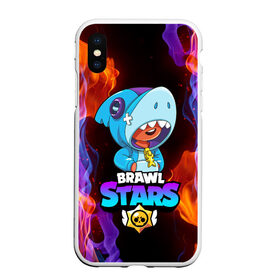 Чехол для iPhone XS Max матовый с принтом BRAWL STARS LEON SHARK в Белгороде, Силикон | Область печати: задняя сторона чехла, без боковых панелей | bibi | brawl stars | crow | el brown | leon | leon shark | max | sally leon | shark | stars | акула | биби | ворон | леон