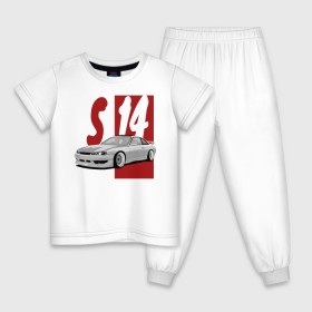 Детская пижама хлопок с принтом Nissan Silvia S14 в Белгороде, 100% хлопок |  брюки и футболка прямого кроя, без карманов, на брюках мягкая резинка на поясе и по низу штанин
 | Тематика изображения на принте: 