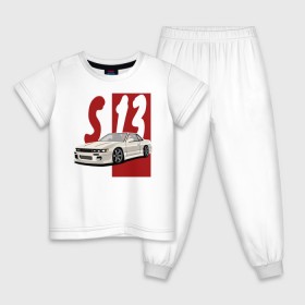 Детская пижама хлопок с принтом Nissan Silvia S13 в Белгороде, 100% хлопок |  брюки и футболка прямого кроя, без карманов, на брюках мягкая резинка на поясе и по низу штанин
 | Тематика изображения на принте: 