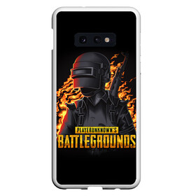 Чехол для Samsung S10E с принтом PUBG в Белгороде, Силикон | Область печати: задняя сторона чехла, без боковых панелей | action | battle royal | bright | fire | flame | game | heat | light | play | playerunknowns battlegrounds | pubg | wildfire | winner winner chiken dinner | искры | огненный | огонь | пабг | пламя | пожар | шутер