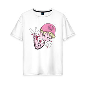 Женская футболка хлопок Oversize с принтом LiL PEEP в Белгороде, 100% хлопок | свободный крой, круглый ворот, спущенный рукав, длина до линии бедер
 | cry baby | lil peep | лил пип