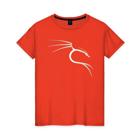 Женская футболка хлопок с принтом Kali Linux в Белгороде, 100% хлопок | прямой крой, круглый вырез горловины, длина до линии бедер, слегка спущенное плечо | kali | linux | кали | линукс