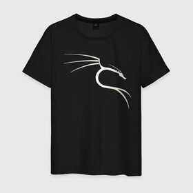 Мужская футболка хлопок с принтом Kali Linux в Белгороде, 100% хлопок | прямой крой, круглый вырез горловины, длина до линии бедер, слегка спущенное плечо. | Тематика изображения на принте: kali | linux | кали | линукс