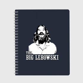 Тетрадь с принтом The Big Lebowski в Белгороде, 100% бумага | 48 листов, плотность листов — 60 г/м2, плотность картонной обложки — 250 г/м2. Листы скреплены сбоку удобной пружинной спиралью. Уголки страниц и обложки скругленные. Цвет линий — светло-серый
 | Тематика изображения на принте: dude | film | бриджес | герой | джефф | джеффри | дюдя | комедия | лебовски | персонаж | фильм | чувак