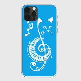 Чехол для iPhone 12 Pro Max с принтом Котик Меломан голубой в Белгороде, Силикон |  | blue | cat | music | musical | white | белый | день | игроман | кот | котик | котиков | котиком | котов | кошек | кошка | меломан | музыка | музыкальный | ноты | с белым | с котом | с нотами | студент | студента | фон