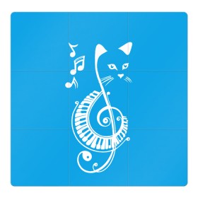 Магнитный плакат 3Х3 с принтом Котик Меломан голубой в Белгороде, Полимерный материал с магнитным слоем | 9 деталей размером 9*9 см | Тематика изображения на принте: blue | cat | music | musical | white | белый | день | игроман | кот | котик | котиков | котиком | котов | кошек | кошка | меломан | музыка | музыкальный | ноты | с белым | с котом | с нотами | студент | студента | фон