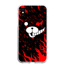 Чехол для iPhone XS Max матовый с принтом MONOKUMA в Белгороде, Силикон | Область печати: задняя сторона чехла, без боковых панелей | Тематика изображения на принте: anime | bear | black  white | danganronpa | kurokuma | monodam | monokuma | monomi | monotaro | pink | rabbit | school | shirokuma | аниме | главарь | мoноми | монокума | черно белый | школа