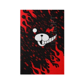 Обложка для паспорта матовая кожа с принтом MONOKUMA. в Белгороде, натуральная матовая кожа | размер 19,3 х 13,7 см; прозрачные пластиковые крепления | anime | bear | black  white | danganronpa | kurokuma | monodam | monokuma | monomi | monotaro | pink | rabbit | school | shirokuma | аниме | главарь | мoноми | монокума | черно белый | школа