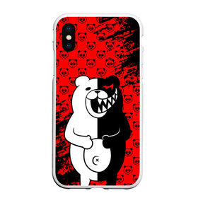 Чехол для iPhone XS Max матовый с принтом MONOKUMA в Белгороде, Силикон | Область печати: задняя сторона чехла, без боковых панелей | Тематика изображения на принте: anime | bear | black  white | danganronpa | kurokuma | monodam | monokuma | monomi | monotaro | pink | rabbit | school | shirokuma | аниме | главарь | мoноми | монокума | черно белый | школа