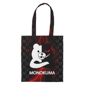 Сумка 3D повседневная с принтом MONOKUMA. в Белгороде, 100% полиэстер | Плотность: 200 г/м2; Размер: 34×35 см; Высота лямок: 30 см | anime | bear | black  white | danganronpa | kurokuma | monodam | monokuma | monomi | monotaro | pink | rabbit | school | shirokuma | аниме | главарь | мoноми | монокума | черно белый | школа