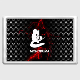 Магнит 45*70 с принтом MONOKUMA. в Белгороде, Пластик | Размер: 78*52 мм; Размер печати: 70*45 | anime | bear | black  white | danganronpa | kurokuma | monodam | monokuma | monomi | monotaro | pink | rabbit | school | shirokuma | аниме | главарь | мoноми | монокума | черно белый | школа