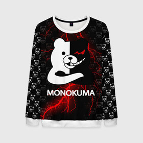 Мужской свитшот 3D с принтом MONOKUMA. в Белгороде, 100% полиэстер с мягким внутренним слоем | круглый вырез горловины, мягкая резинка на манжетах и поясе, свободная посадка по фигуре | Тематика изображения на принте: anime | bear | black  white | danganronpa | kurokuma | monodam | monokuma | monomi | monotaro | pink | rabbit | school | shirokuma | аниме | главарь | мoноми | монокума | черно белый | школа