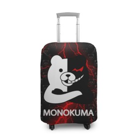 Чехол для чемодана 3D с принтом MONOKUMA. в Белгороде, 86% полиэфир, 14% спандекс | двустороннее нанесение принта, прорези для ручек и колес | Тематика изображения на принте: anime | bear | black  white | danganronpa | kurokuma | monodam | monokuma | monomi | monotaro | pink | rabbit | school | shirokuma | аниме | главарь | мoноми | монокума | черно белый | школа