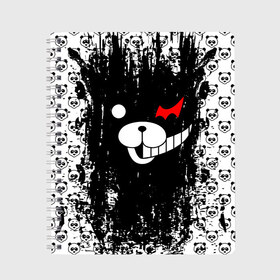 Тетрадь с принтом MONOKUMA в Белгороде, 100% бумага | 48 листов, плотность листов — 60 г/м2, плотность картонной обложки — 250 г/м2. Листы скреплены сбоку удобной пружинной спиралью. Уголки страниц и обложки скругленные. Цвет линий — светло-серый
 | anime | bear | black  white | danganronpa | kurokuma | monodam | monokuma | monomi | monotaro | pink | rabbit | school | shirokuma | аниме | главарь | мoноми | монокума | черно белый | школа