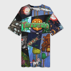 Платье-футболка 3D с принтом Terraria | Террария (Z) в Белгороде,  |  | minecraft | terraria | инди игры | майнкрафт | террария