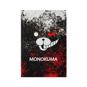 Обложка для паспорта матовая кожа с принтом MONOKUMA. в Белгороде, натуральная матовая кожа | размер 19,3 х 13,7 см; прозрачные пластиковые крепления | anime | bear | black  white | danganronpa | kurokuma | monodam | monokuma | monomi | monotaro | pink | rabbit | school | shirokuma | аниме | главарь | мoноми | монокума | черно белый | школа