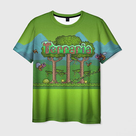 Мужская футболка 3D с принтом Terraria в Белгороде, 100% полиэфир | прямой крой, круглый вырез горловины, длина до линии бедер | Тематика изображения на принте: minecraft | terraria | инди игры | майнкрафт | террария