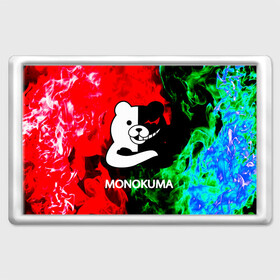 Магнит 45*70 с принтом MONOKUMA. в Белгороде, Пластик | Размер: 78*52 мм; Размер печати: 70*45 | anime | bear | black  white | danganronpa | kurokuma | monodam | monokuma | monomi | monotaro | pink | rabbit | school | shirokuma | аниме | главарь | мoноми | монокума | черно белый | школа