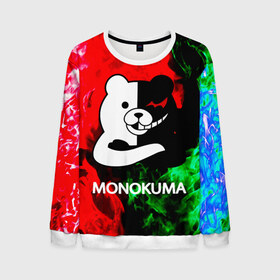 Мужской свитшот 3D с принтом MONOKUMA. в Белгороде, 100% полиэстер с мягким внутренним слоем | круглый вырез горловины, мягкая резинка на манжетах и поясе, свободная посадка по фигуре | anime | bear | black  white | danganronpa | kurokuma | monodam | monokuma | monomi | monotaro | pink | rabbit | school | shirokuma | аниме | главарь | мoноми | монокума | черно белый | школа