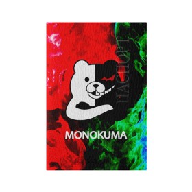 Обложка для паспорта матовая кожа с принтом MONOKUMA. в Белгороде, натуральная матовая кожа | размер 19,3 х 13,7 см; прозрачные пластиковые крепления | anime | bear | black  white | danganronpa | kurokuma | monodam | monokuma | monomi | monotaro | pink | rabbit | school | shirokuma | аниме | главарь | мoноми | монокума | черно белый | школа