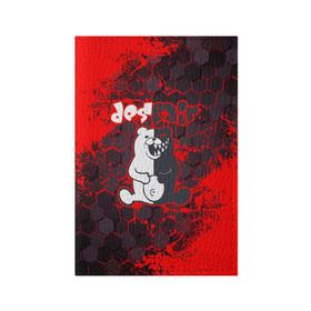 Обложка для паспорта матовая кожа с принтом MONOKUMA. в Белгороде, натуральная матовая кожа | размер 19,3 х 13,7 см; прозрачные пластиковые крепления | anime | bear | black  white | danganronpa | kurokuma | monodam | monokuma | monomi | monotaro | pink | rabbit | school | shirokuma | аниме | главарь | мoноми | монокума | черно белый | школа