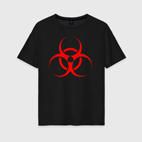Женская футболка хлопок Oversize с принтом BIOHAZARD в Белгороде, 100% хлопок | свободный крой, круглый ворот, спущенный рукав, длина до линии бедер
 | biohazard | radiation | re | re3 | residenr evil | toxic | virusвирус | world war z | биохазард | обитель зла | радиация | токсик | эпидемия