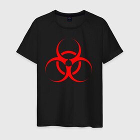 Мужская футболка хлопок с принтом BIOHAZARD в Белгороде, 100% хлопок | прямой крой, круглый вырез горловины, длина до линии бедер, слегка спущенное плечо. | Тематика изображения на принте: biohazard | radiation | re | re3 | residenr evil | toxic | virusвирус | world war z | биохазард | обитель зла | радиация | токсик | эпидемия