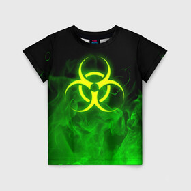 Детская футболка 3D с принтом BIOHAZARD в Белгороде, 100% гипоаллергенный полиэфир | прямой крой, круглый вырез горловины, длина до линии бедер, чуть спущенное плечо, ткань немного тянется | biohazard | radiation | re | re3 | residenr evil | toxic | virusвирус | world war z | биохазард | обитель зла | радиация | токсик | эпидемия