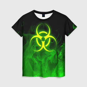 Женская футболка 3D с принтом BIOHAZARD в Белгороде, 100% полиэфир ( синтетическое хлопкоподобное полотно) | прямой крой, круглый вырез горловины, длина до линии бедер | biohazard | radiation | re | re3 | residenr evil | toxic | virusвирус | world war z | биохазард | обитель зла | радиация | токсик | эпидемия