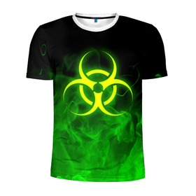 Мужская футболка 3D спортивная с принтом BIOHAZARD в Белгороде, 100% полиэстер с улучшенными характеристиками | приталенный силуэт, круглая горловина, широкие плечи, сужается к линии бедра | Тематика изображения на принте: biohazard | radiation | re | re3 | residenr evil | toxic | virusвирус | world war z | биохазард | обитель зла | радиация | токсик | эпидемия
