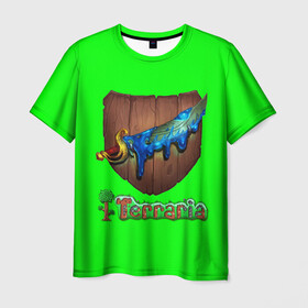 Мужская футболка 3D с принтом Terraria в Белгороде, 100% полиэфир | прямой крой, круглый вырез горловины, длина до линии бедер | action | minecraft | terraria | игра | компьютерная игра | приключение | терария | террария