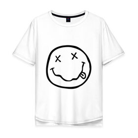 Мужская футболка хлопок Oversize с принтом NIRVANA (+ на спине) в Белгороде, 100% хлопок | свободный крой, круглый ворот, “спинка” длиннее передней части | cobain | kurt | nirvana | кобейн | курт | нирвана | смайл | улыбка