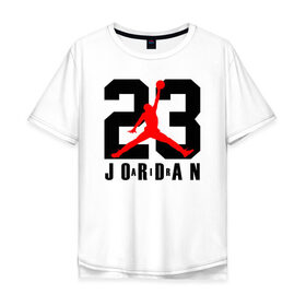 Мужская футболка хлопок Oversize с принтом MICHAEL JORDAN (23) в Белгороде, 100% хлопок | свободный крой, круглый ворот, “спинка” длиннее передней части | 