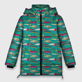 Женская зимняя куртка 3D с принтом рыбацкие блесна в Белгороде, верх — 100% полиэстер; подкладка — 100% полиэстер; утеплитель — 100% полиэстер | длина ниже бедра, силуэт Оверсайз. Есть воротник-стойка, отстегивающийся капюшон и ветрозащитная планка. 

Боковые карманы с листочкой на кнопках и внутренний карман на молнии | fish | fishing | texture | абстракция | блестна | наживка | прикорм | рыба | рыбак | рыбалка | рыболов | текстура
