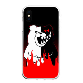 Чехол для iPhone XS Max матовый с принтом MONOKUMA в Белгороде, Силикон | Область печати: задняя сторона чехла, без боковых панелей | Тематика изображения на принте: anime | bear | black  white | danganronpa | kurokuma | monodam | monokuma | monomi | monotaro | rabbit | school | shirokuma | аниме | главарь | мoноми | монокума | черно белый | школа