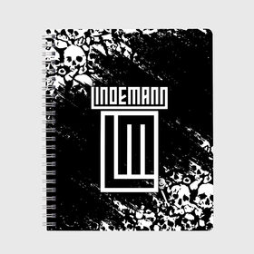 Тетрадь с принтом LINDEMANN в Белгороде, 100% бумага | 48 листов, плотность листов — 60 г/м2, плотность картонной обложки — 250 г/м2. Листы скреплены сбоку удобной пружинной спиралью. Уголки страниц и обложки скругленные. Цвет линий — светло-серый
 | lindemann | lm | rock | кристиан лоренц | линдеманн | лм | музыка | рок | тилль линдеманн