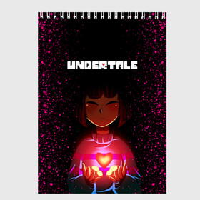 Скетчбук с принтом UNDERTALE FRISK в Белгороде, 100% бумага
 | 48 листов, плотность листов — 100 г/м2, плотность картонной обложки — 250 г/м2. Листы скреплены сверху удобной пружинной спиралью | asriel dreemurr | chara | frisk | gaster blaster | sans | undertale | азриэль дримурр | андертейл | андрайн | гастер | меттатон | санс | фриск | чара