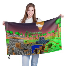 Флаг 3D с принтом terraria в Белгороде, 100% полиэстер | плотность ткани — 95 г/м2, размер — 67 х 109 см. Принт наносится с одной стороны | game | pixel | terraria | игра | пиксель | террариа