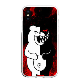 Чехол для iPhone XS Max матовый с принтом MONOKUMA в Белгороде, Силикон | Область печати: задняя сторона чехла, без боковых панелей | Тематика изображения на принте: anime | bear | black  white | danganronpa | kurokuma | monodam | monokuma | monomi | monotaro | rabbit | school | shirokuma | аниме | главарь | мoноми | монокума | черно белый | школа