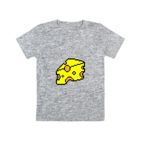 Детская футболка хлопок с принтом Сыр-пиксели в Белгороде, 100% хлопок | круглый вырез горловины, полуприлегающий силуэт, длина до линии бедер | 