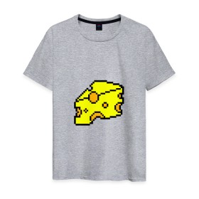 Мужская футболка хлопок с принтом Сыр-пиксели в Белгороде, 100% хлопок | прямой крой, круглый вырез горловины, длина до линии бедер, слегка спущенное плечо. | 