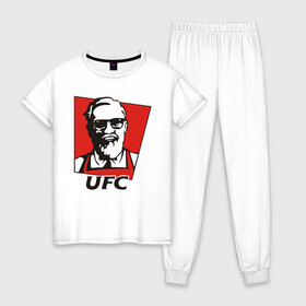 Женская пижама хлопок с принтом UFC в Белгороде, 100% хлопок | брюки и футболка прямого кроя, без карманов, на брюках мягкая резинка на поясе и по низу штанин | mcgregor | боец | единоборства | конор макгрегор | макгрегор | спорт